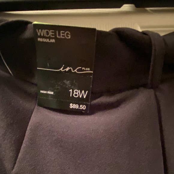 INC PLUS- HIGH-RISE WIDE LEG BLACK PANTS - Picture 3 of 3